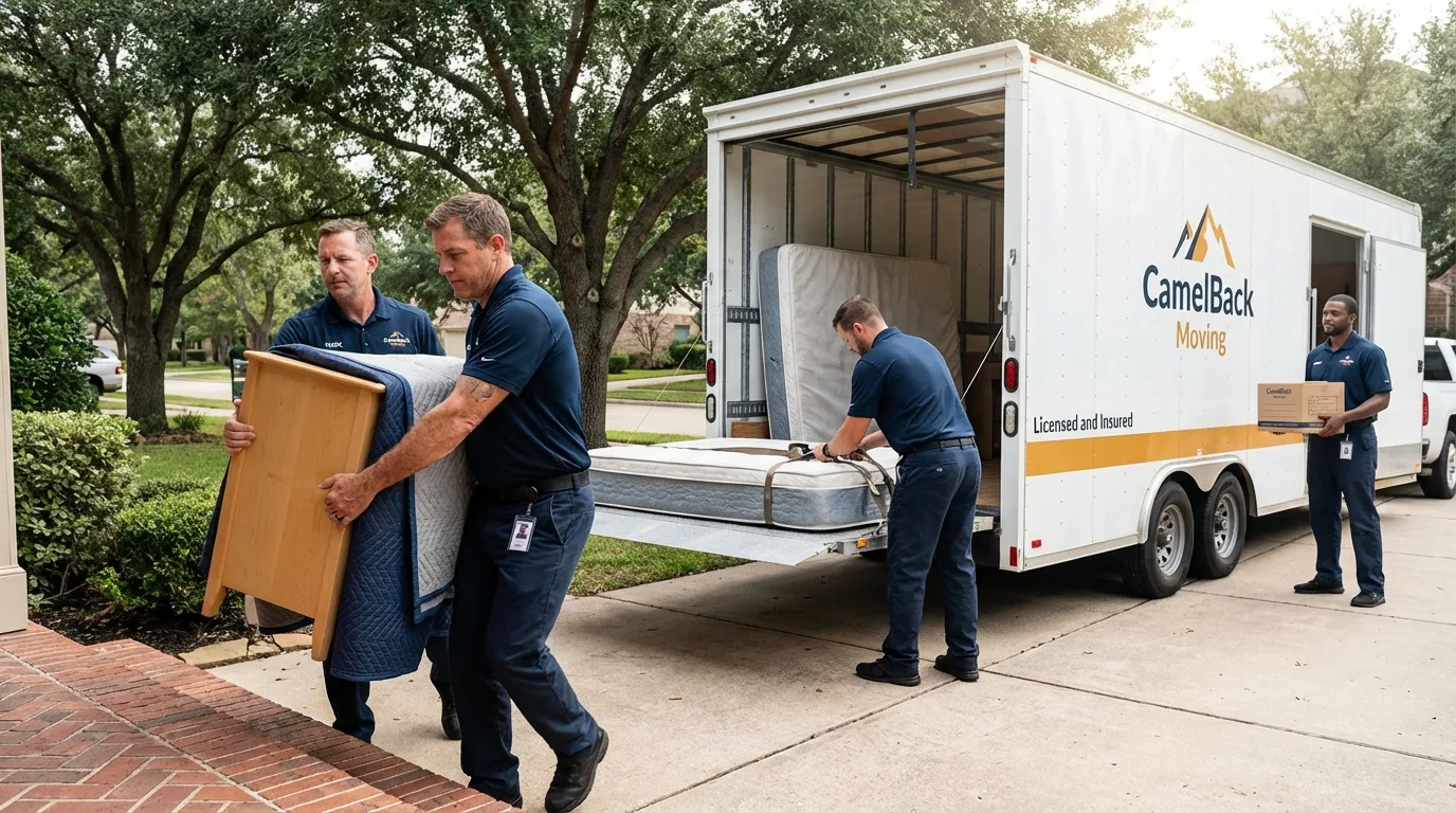 Crew loading residential truck for cross-state move from Erving, MA