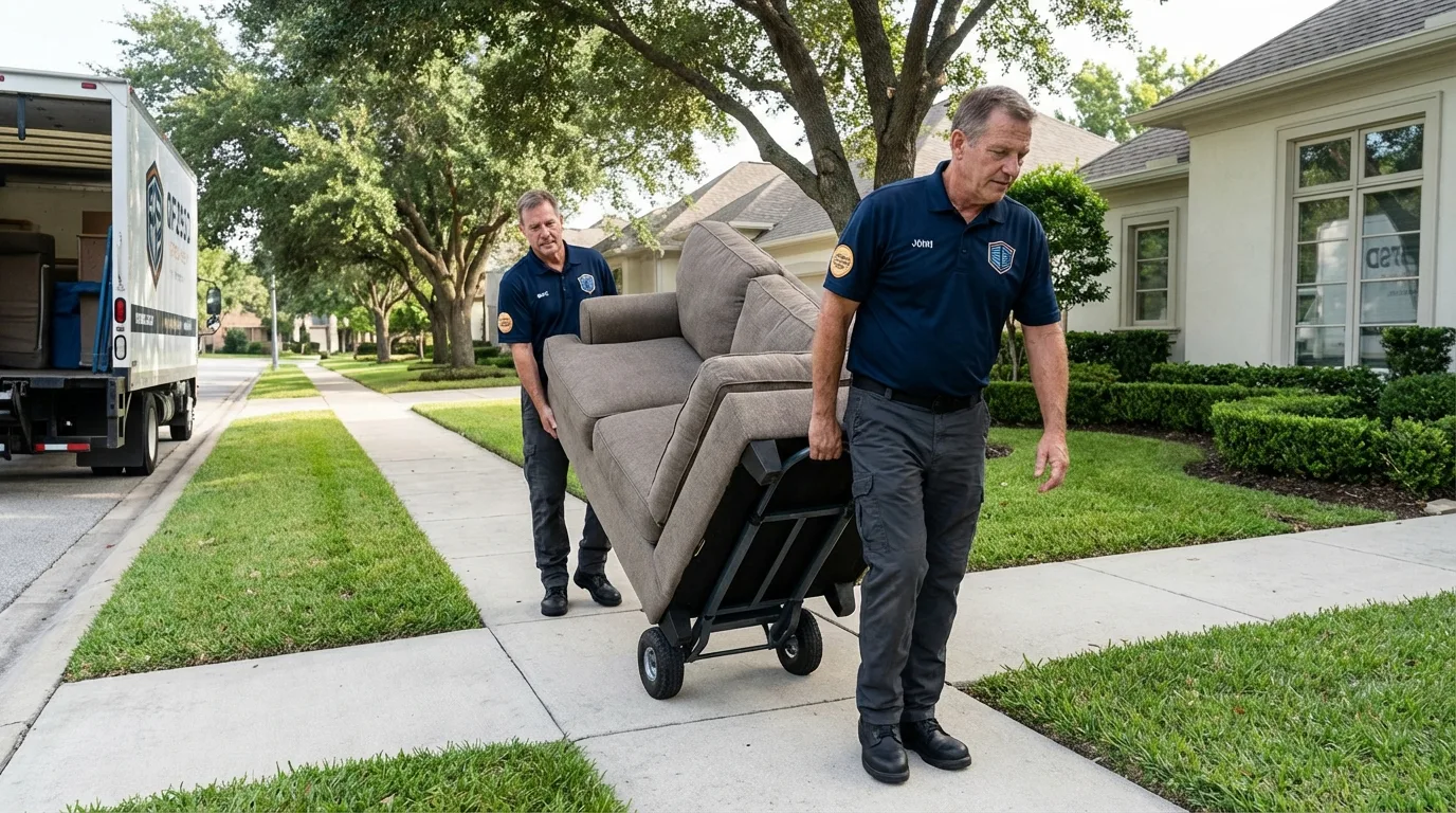 Local residential moving crew loading furniture in Erving, MA